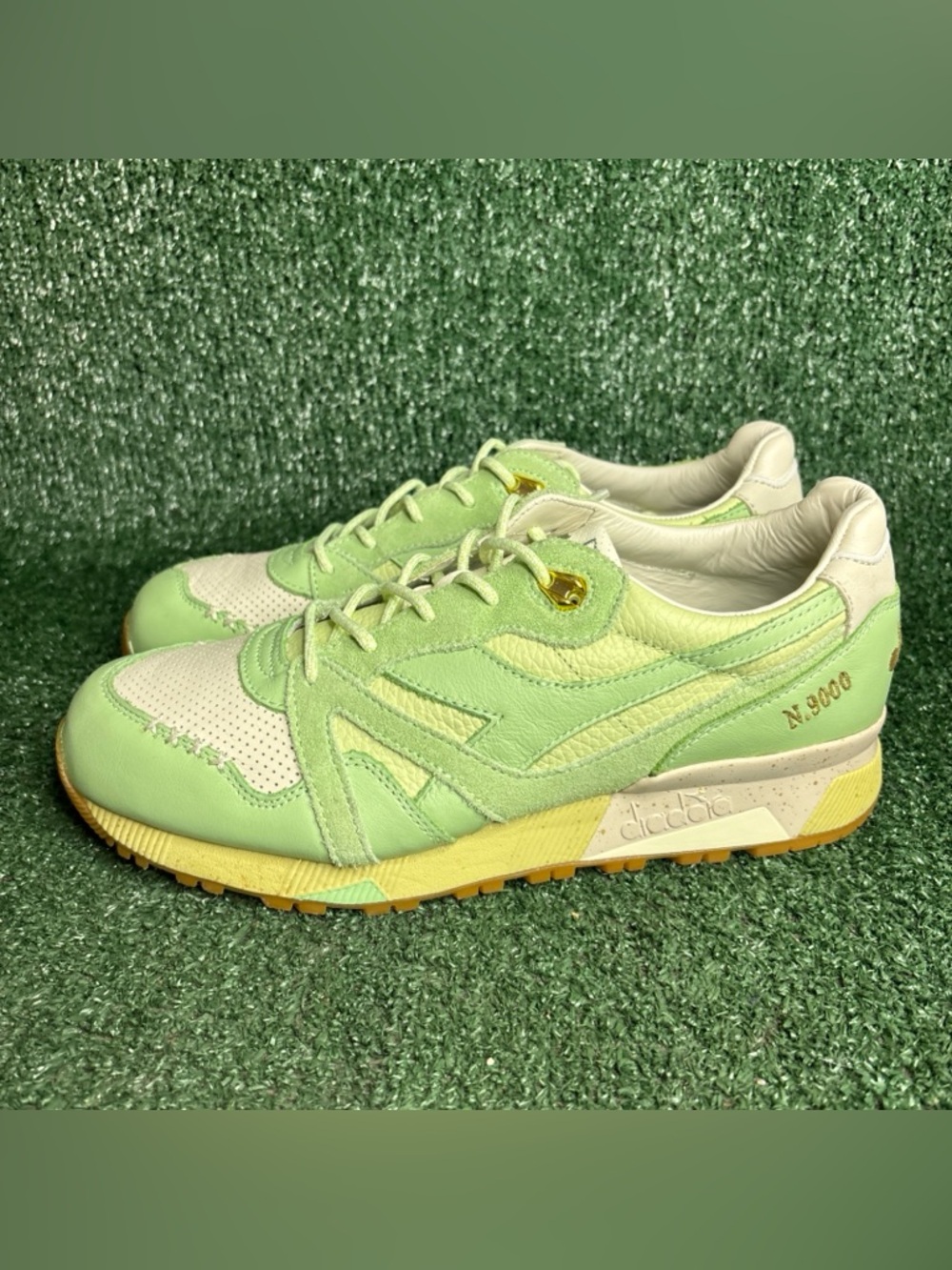 NEW diadora N9000 Ice Cream X Feature Perforated Lace Up Mens Green Shoes 9.5 - Picture 3 of 12